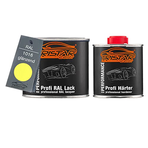 TRISTARcolor RAL 1016 Schwefelgelb 2K Autolack glänzend 0,75 Liter / 750 ml Dose inkl. Härter