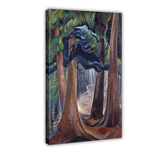 Toile forêt Emily Carr décoration murale pour salon et bureau cadre suspendu