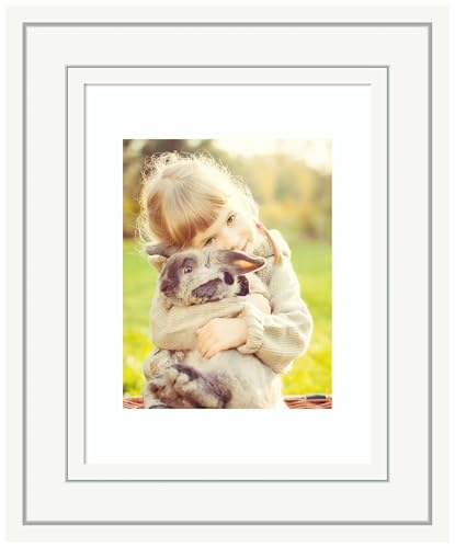 Amanti Art Picture Frame 11x14 Matted to 8x10 Photo Frame, Craftsman White Wood Framing for your Wedding Photos, Family Pictures, Diploma, Certificate, Kids Art Gift for Mom or Poster Wall Decor