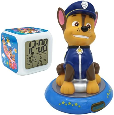 HOVUK® 2Pcs Kids Bedside Table Set, Digital Alarm Clock and 3D Figure Night Lamp of Character Paw Patrol, Light Up Clock with Incredible Function, Best Addition for Room Decoration