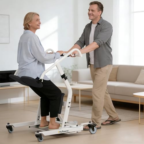 Image of Sit to Stand Patient Lift, Stand Assist Transfer Aid with Adjustable Height & Adjustable Base for Elderly Seniors, Home Care Mobility Transport Assist Device, 400 lbs Capacity，Black