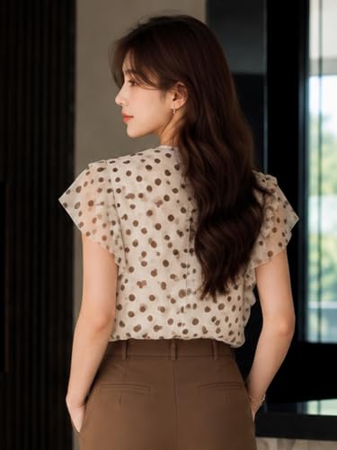 Image of Womens Regular Fit Shirt | Premium Chiffon Allover Print Sleeveless Shirts for Casual & Office Wear | Stylish Summer Button-Down Shirt for Girls & Women