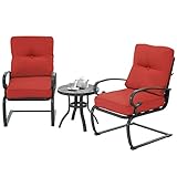 Incbruce Outdoor Indoor 3Pcs Patio Bistro Set Springs Motion Chairs and Bistro Round Table Set,...