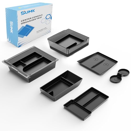 2025 Upgrade Center Console Organizer Tray for Tesla Model Y Juniper Accessories 2026 [Tailor-Made, Non-Slip & Wear-Resistant and Easy to Clean] Durable ABS+Silicone Center Organizer Set - 6Pcs