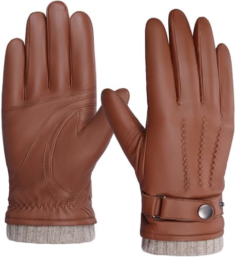 Herren Winter Lederhandschuhe Warme Kaschmirhandschuhe Touchscreen-Funktion | Autofahrerhandschuhe, wärmespeichernd, Stretch-Passform
