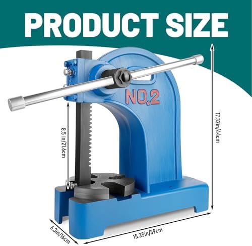 3 Ton Manual Arbor Press - Heavy-Duty Cast Iron Tool for Stamping, Bending & Forming, 12" Max Height, Ideal for Metalworking & DIY Projects