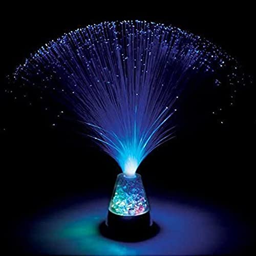Masroo Fiber Optic Lamps Sensory Light Lighting Fiber Optic Light with Color Changing Crystals Base LED Fiber Optic Centerpiece for Table Home Decor