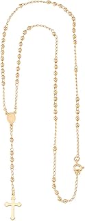 Colar Terço Feminino Dourado Rosario Crucifixo Banhado Ouro