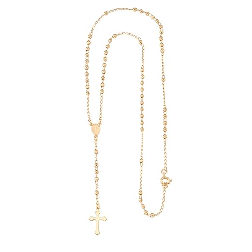 Colar Terço Feminino Dourado Rosario Crucifixo Banhado Ouro