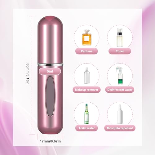 Image of Portable Mini Perfume Atomizer Bottle, 5ml /0.17oz Refillable Spray, Scent Pump Case, Travel Atomizer (Matte Pink)