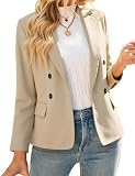 luvamia Blazers for Women Blazer for Women Elegant Womens Double Breasted Blazer Ladies Casual Blazers Beige Women's Blazers Casual Beige Size X-Large Size 16 Size 18