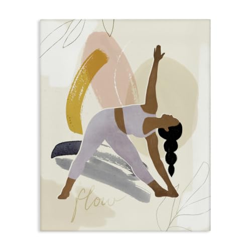 Flow Yoga Botanical Stretching, 16 x 20 Inch Canvas Wall Art