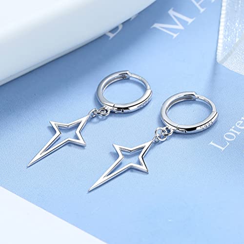 AILOMA Hollow Cross and Star Sterling Silver Dangle Earrings #TOP24