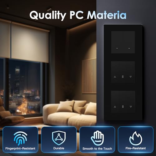 BSEED Smart Lichtschalter mit Doppel WLAN Rollladenschalter,Smart Jalousien Schalter,PC Rahmen,Ben&ouml;tigt Nullleiter,WiFi Rolladen Zeitschaltuhr,kompatibel mit Alexa/Google Home,2 Fach 1Weg,Schwarz