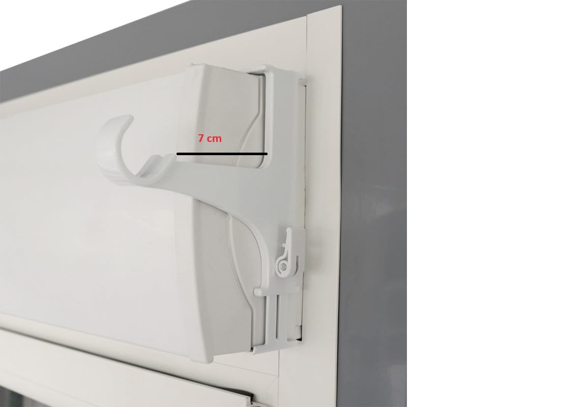 Empyr 2 Lots de 2 Supports sans Perçage - pour Tringle à Rideaux Diamètre 20 à 28 mm - Fixation Tension sans Ashésif sur Coffre de Volet Roulant - Hauteur 14 à 24 cm - Coloris Blanc - 4 Supports