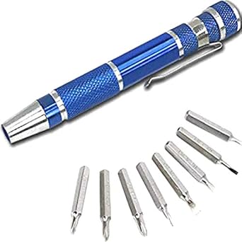 Diy Crafts 6131 8 in 1 Precision Pocket Slotted Multipurpose Screwdriver Set, Pen Tool Kit, Multicolor