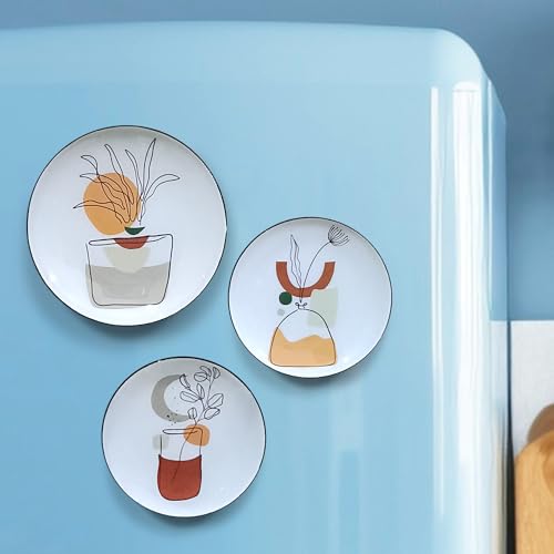 Image of Amazon Basics Modern Boho Flower Art Metal Decorative Fridge Magnet | Gift Items for Women and Men | Home Decoration Gift Item | Set of 3 | Stylish Fridge Magnet 1x9 CM, 1x7 CM