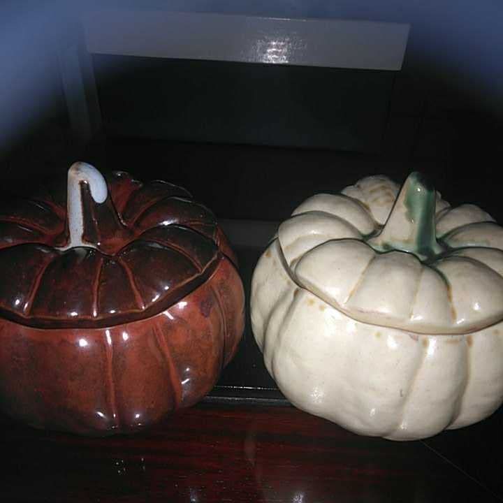 Amazon.co.jp: 陶器製 かぼちゃ形小物入 2個セット佃煮や梅干し入れ