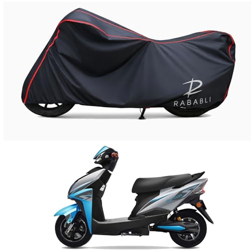 Image of Waterproof Bike Body Cover Compatible for | Techo Electra Raptor STD | Taffeta Fabric, Red Piping Design, Bottom Elastic Fit | Dustproof, Sun UV & Rain Protection for All Bikes