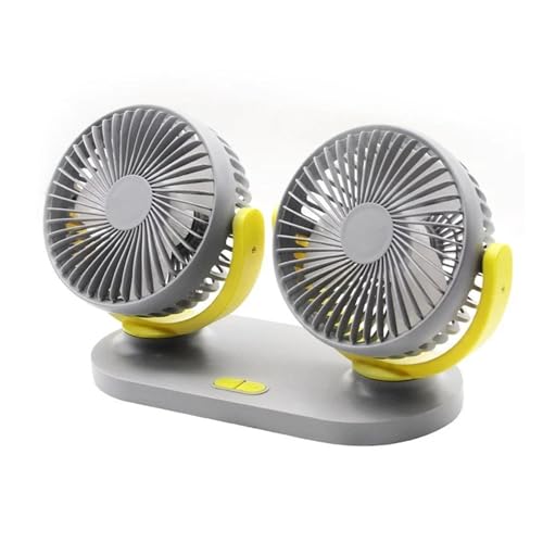 KFZQLRYMX Car Electric Fan Car USB Fan Cooling Car Fan Dual Head Car Fan 3 Speeds Adjustable Cooler Air Fan Car Accessories Fan Reduce Temperature(Gray Yellow)