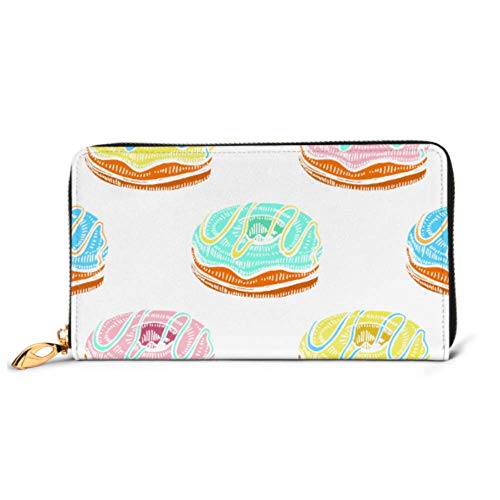Preisvergleich Produktbild JHGFG Mode Handtasche Reißverschluss Brieftasche Farbmuster Donuts Süßigkeiten Telefon Kupplung Geldbörse Abendkupplung Blockieren Leder Brieftasche Multi Card Organizer