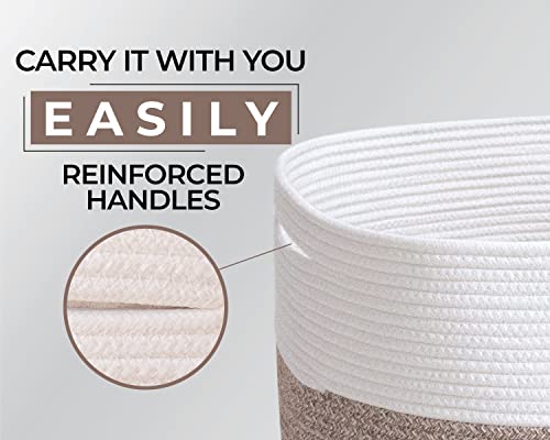 Homyam Throw Blanket Basket For Living Room | Xxxlarge Rope Basket For Storage | Large Woven Basket For Storage | Pillow Basket & Blanket Holder For Bedroom | Woven Laundry Hamper Basket - 22" X 14" #TOP5