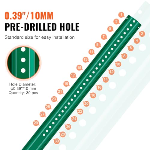 VEVOR 6FT U-Channel Sign Post, 4Pack Green Heavy Duty Steel Fixed Fence Post, Steel Fence U-Channel Sign for Garden, Courtyard, Farm or Traffic Intersection - Thumbnail 3