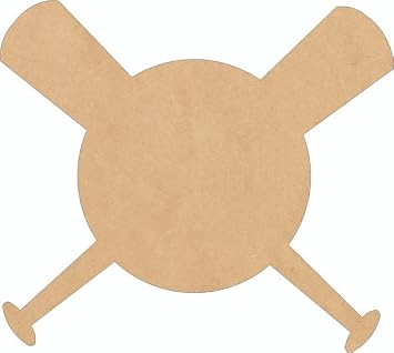 Ball Bat Wooden 10" Cutout, Baseball Unfinished Wood MDF 1/8" Sports Craft Shape