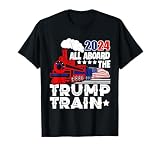 Trump 2024 All Aboard The Trump Train USA American Flag T-Shirt