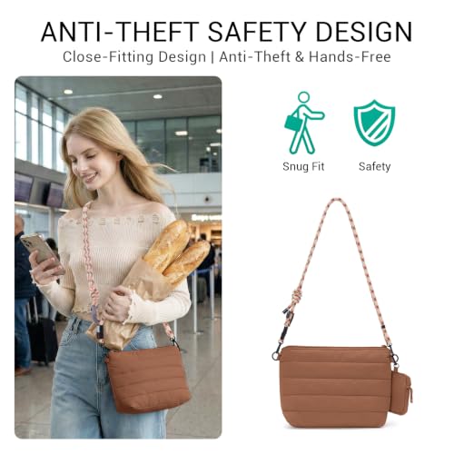 Image of ACUARIO Crossbody Bags for Women - Puffy Tote Bag Purse for Work, Travel, Shoulder Handbag with Small Wallet