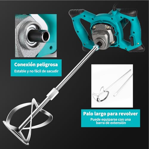 Cement Mixer, 2500W Handheld Electric Concrete Mixer, Portable Mortar Mixer with 6 Adjustable Speed, 110V Mud Mixer for Mixing Mud, Cement, Mortar, Paint, Fodder