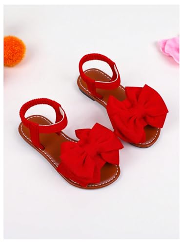 Image of GORGLITTER Girl's Sandals Dressy Bow Ankle Strap Sandal Open Toe Slides Flats Summer Cute Vacation Sandals