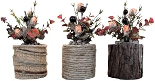 Handmade, Fake plant pot arrangement Home decor. Set of 3 wood logs centerpiece. Assorted fake plantsFait à la main Arrangement de fausses plantes dans un rondin en bois de cèdre pour décorer la maison, bureau, chambre ou pour offrir en cadeau Noël