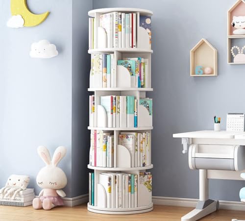 【チョコ】ホワイト 円形 本棚 回転式 130cm チョコ】ホワイト 円形 本棚 回転式 130cm Amazon｜AOVOCO 回転式本棚