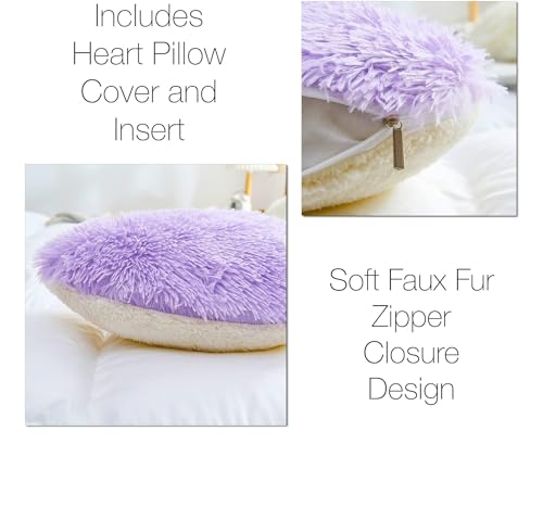 MOOWOO Flauschiges Herzkissen, Kunstfell-Überwurfkissen, Sherpa-Plüsch, flauschig, niedlich, weich, Valentinstag, Erntedankfest, Weihnachten, dekorativ für Zuhause, Bett, Couch, Herzform