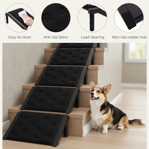 Dog Ramp for Stairs, Heavy Duty Metal Frame Non-Slip Pet Ramp with Sponge Padding Surface, 200 lbs Capacity, Safe Climbing for Small, Senior & Short-Legged Dogs (paw-2 Pack) by ZJDJEZJD - Used condition - Image 6