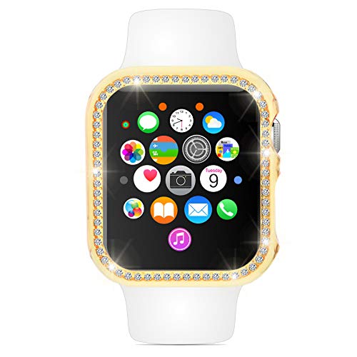 Weewooday 8 Pcs Watch Bling Case Bling Cover Compatible with iWatch Series 9/8/7/6/5/4/SE Bling Diamond Bumper with Rhinestones Cover Watch Protector Plated Hard Frame Accessories, 8 Colors(40 mm)