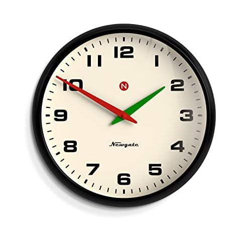 NEWGATE® Superstore Wall Clock - Large Wall Clock - Living Room Clock - Office Clock - Round Clock - Convex Glass - Designer Clock - Retro Clock - Arabic Numerals (Black) Cover
