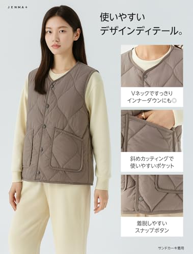 ジェンマプラス 【ふわぽかx超軽量】 ダウンベスト レディース 薄手 インナーダウン ベスト 冬 中綿 キルティング カジュアル 軽い 薄い 暖かい 撥水 防寒 秋冬 JP59-R29 の商品画像 4