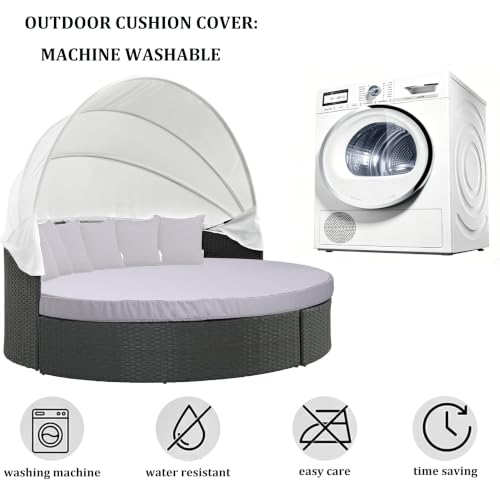 Funda de cojín impermeable para camas redondas de jardín 8