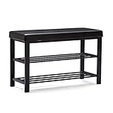 HNNHOME Organizador de Banco de Zapatos de 3 Niveles,Cuero Sintético)