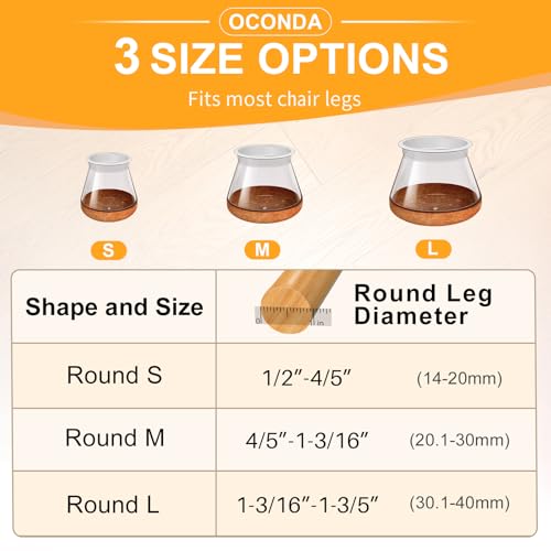 Image of 24 Pcs Chair Leg Floor Protectors, Silicone Chair Leg Covers Caps for Hardwood Floors with Wrapped Felt, Furniture Feet Protector Pads (Round M Fit:20.1-30mm)