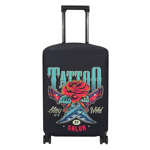 Explore Land Travel Luggage Cover Fits 23-26 inch Case (Blade Rose, M)
