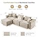 VINGLI 112.2“ Convertible Corduroy Cloud Sectional Couches with Movable Ottoman, L-Shaped Boneless Couches for Living Room with Deep Seat, 3 Seater Modular Spineless Sofa, No Assembly Required, Khaki