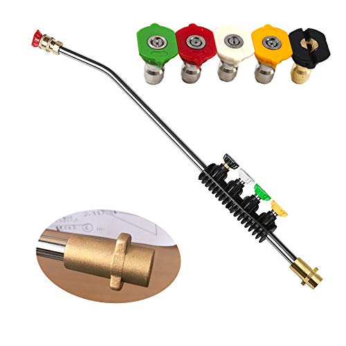 Pressure Washer Wand Extension Power Spray Gun Adjustable Car Wash Gun Angle Jet Lance 22 inch with 5 Pcs Spray Nozzles and Male Thread Adaptor Compatible with High Pressure Washer Karcher K2-K7