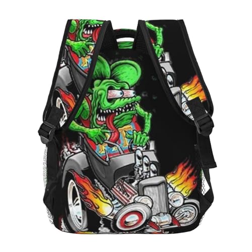 R-at Fink lightweight casual student backpack with adjustable shoulder straps and cushioned back for comfort Black4