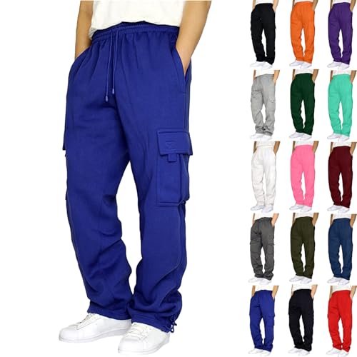Cargo Sweatpants for Men Casual Fleece Joggers Athletic Workout Hiking Drawstring Sweat Pants with Pockets