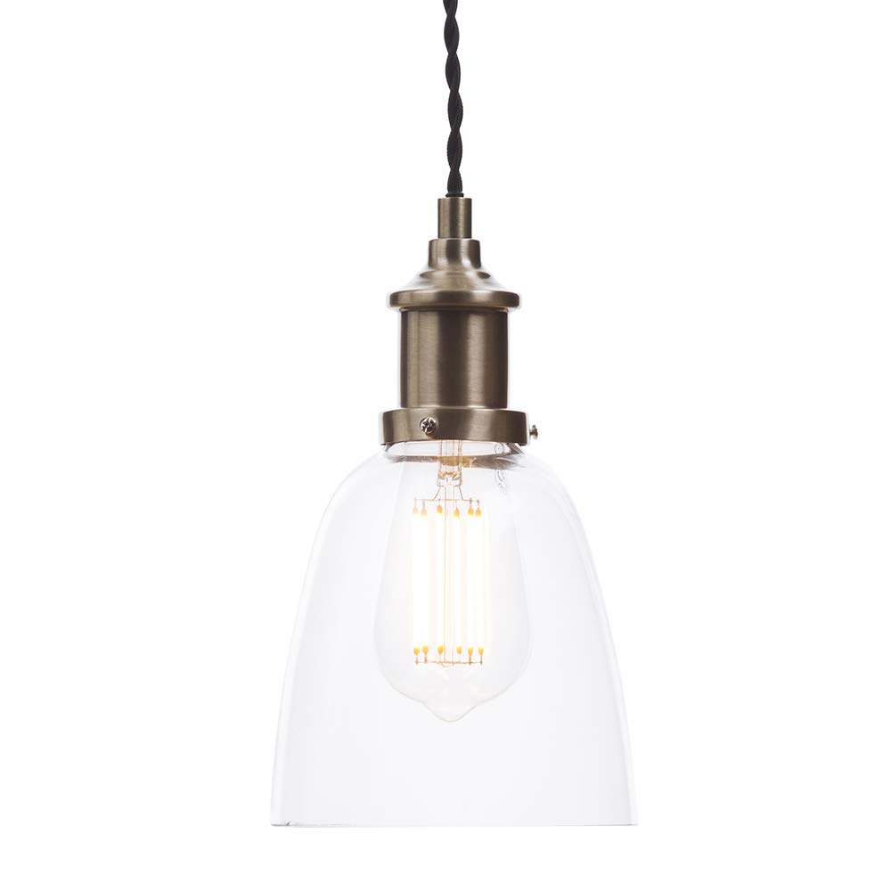Litecraft Antique Brass Industrial Ceiling Pendant Glass Shaded Light - (, 1 Light)