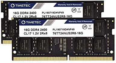 Timetec Hynix IC 32GB Kit (2x16GB) DDR4 2400MHz PC4-19200 Unbuffered Non-ECC 1.2V CL17 2Rx8 Dual Rank 260 Pin SODIMM Laptop Notebook Computer Memory RAM Module Upgrade (32GB Kit (2x16GB))