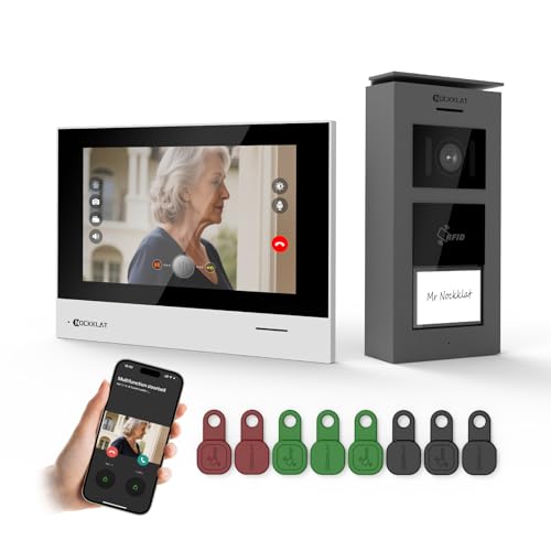 WLAN 2 draht Video-türsprechanlage mit Kamera IP65, 1080p HD, 7 Zoll Touchscreen, Entriegelung familienhaus per App/Swip karte, Bewegungserkennung,Nachtvision, lokale Wetterinformationen